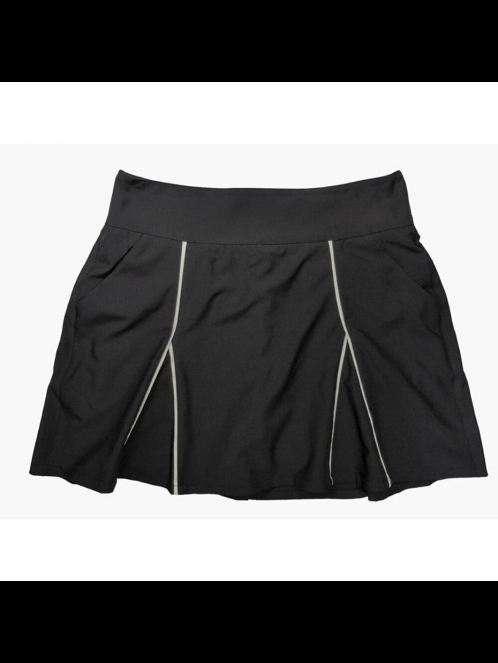 [GGblue Luxe Sport] Black Athletic Skirt with White Piping